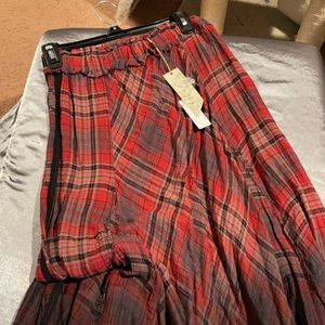 Gimmicks from the Buckle long red plaid skirt